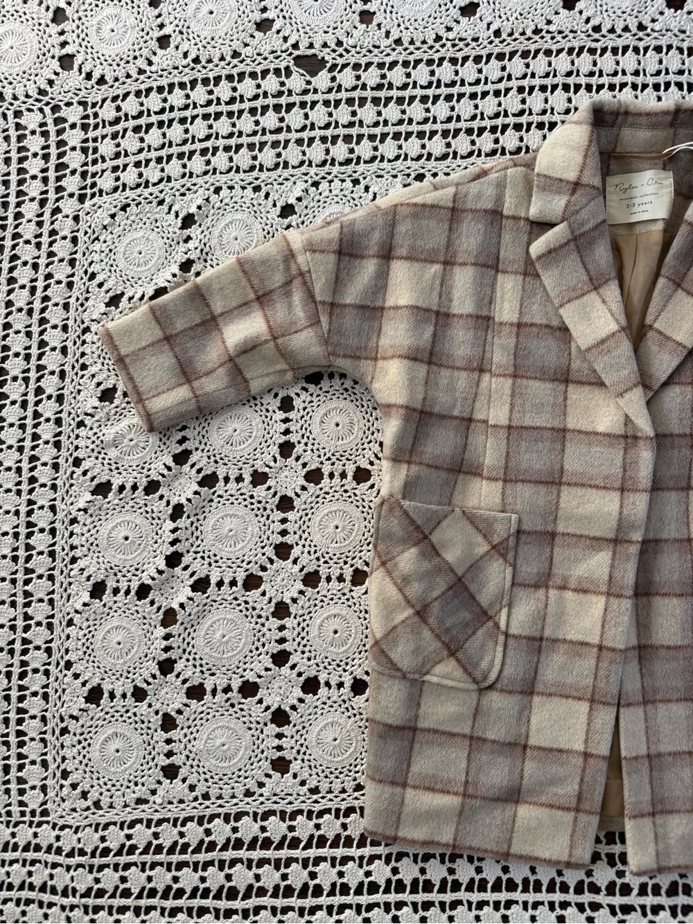 NWT Rylee & Cru Rustic Plaid Longline Coat Girls 2-3Y